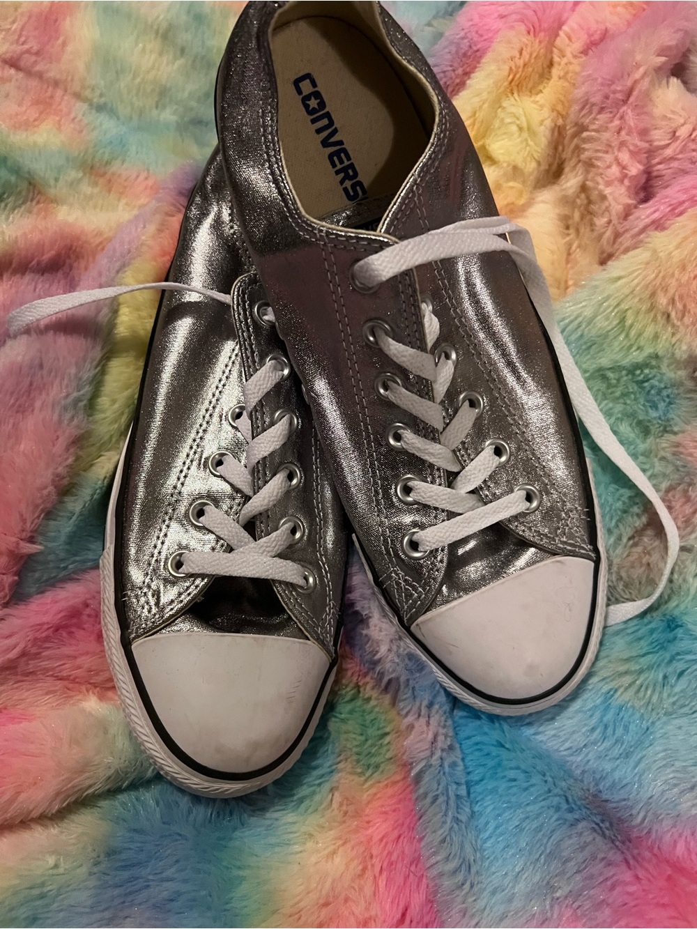 Converse Silver Low Top Lace-Up Sneakers